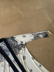 Shrug Free Size White With Blue Printed Work