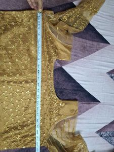 Elegant Golden Embroidered Salwar Kameez
