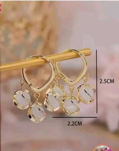 Gold Hoop Earrings with Moonstone Charms