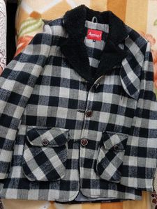 Designer Silver And Black Box Coat