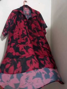 Black N Red Colour Long Shirt Typ With Inner