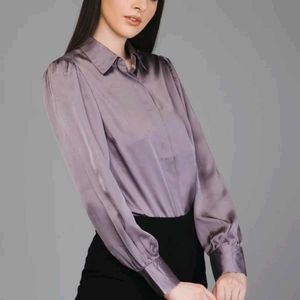 Elegant Lilac Satin Shirt