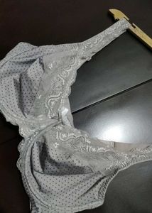 Grey Elegant Polka Dot Bra For 46 DD Bust