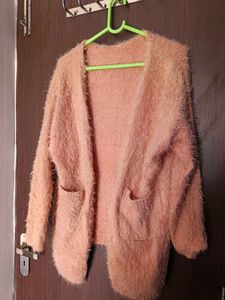 Peach Fuzzy Cardigan