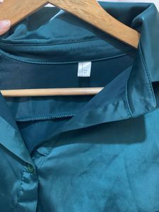 Green Satin Crop Top