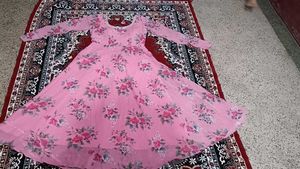 Elegant Pink Floral Anarkali Suit
