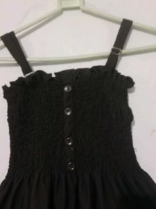 Tie-Front Black Dress With Cute White Jacket