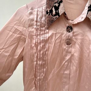 Vintage Pink Snake Trim Blouse