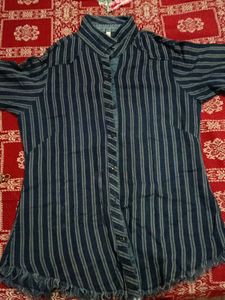Striped Denim Button-Down Shirt