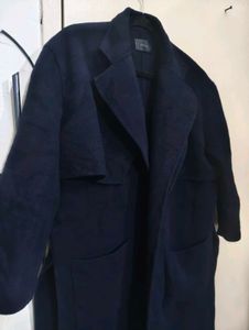 Elegant Navy Overlapping Trench Coat