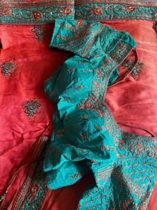 Orange Saree with Embroidery