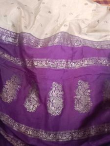 Elegant Purple &amp; Cream Saree