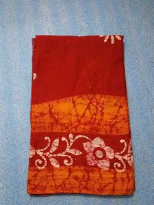 Red & Orange Batik Saree