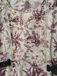 Women Purple Printed Embroidered Kurta Set