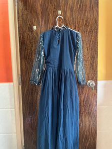 32 Bust Sequence Work Blue Ethnic Gown For Women