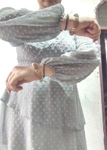 Grey Swiss Dot Tunic Top