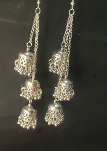 Silver Jhumka Drop Earrings