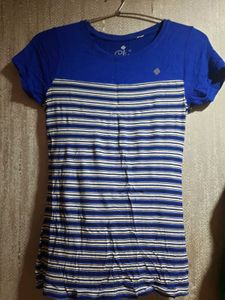 Blue Striped Casual Top