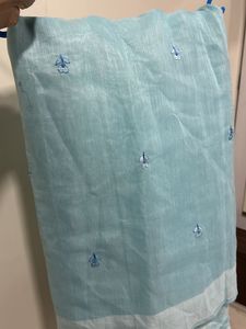 Light Blue Saree Without Blouse