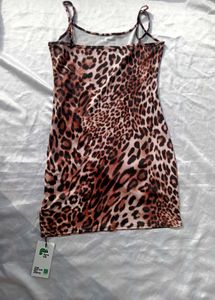 Brand New (Newme) Brown Leopard Print Mini Dress