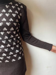 Brown Heart Print Sweater