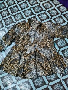 Leopard Print Button-Down Top