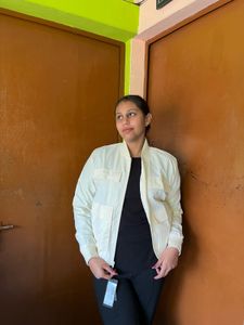 Stylish Cream Bomber Jacket