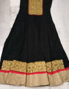 Black & Gold Embroidered Anarkali Dress