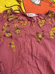 Floral Embroidered Pink Kurta Set