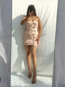 Pink Floral Bodycon Mini 3D Dress