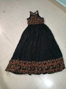 Black Ethnic Gown With Beutiful Neck Line