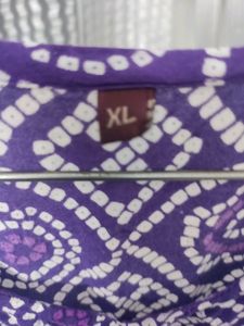 Purple Bandhani Print Kurti Ankle Length Pant Set