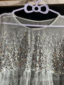 Silver Sequin Embellished Top