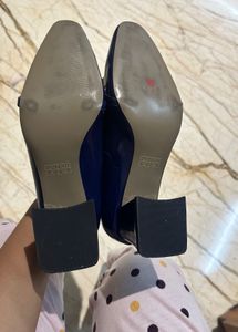 Blue Loafers with Gold Detail