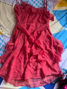 Chic Rust Ruffle Dress