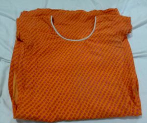 Orange Clr Kurthi Round Neck