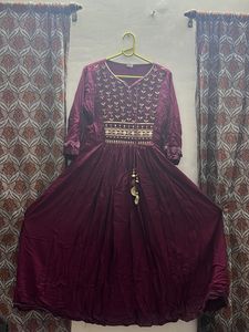 Wine Color Gher Anarkali Kurti