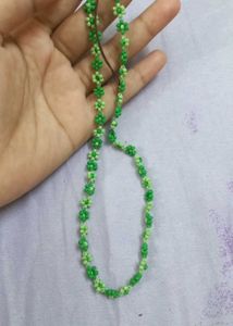 Green Beaded Flower Phone Cord