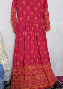 Pink & Gold Anarkali Dress