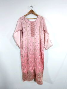 Pink Shaded Banarasi Kurta Set (Women&#39;s)
