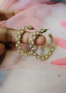Pearl Accent Hoop Earrings