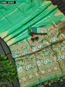*Tussar silk saree with zari weaving work*