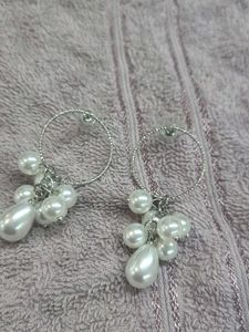 Pearl Drop Hoop Earrings