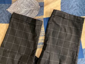 High Waist Black Formal Checked Trouser