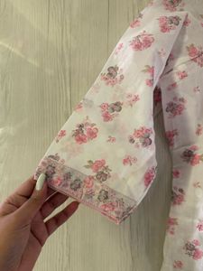 Block Print Lace Work Cotton 3 Piece Suit