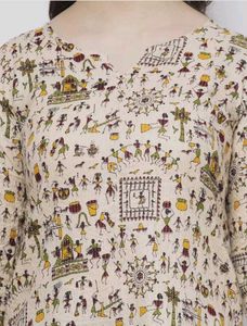 printed cotton blend straight kurta