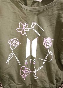 BTS Army Cropped Sweatshirt – Olive Green with Lov
