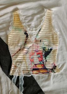 Denim Jacket &amp; Lace Tank Set