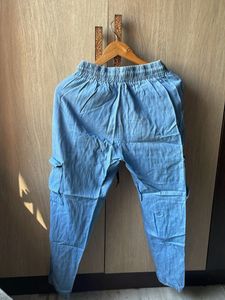 Light Blue Denim Cargo Pants