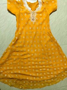 Yellow Embroidered Kurti